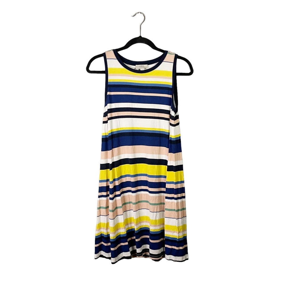 LOFT Outlet Colorful Striped Preppy Casual Sleeveless Dress Size Petite Medium